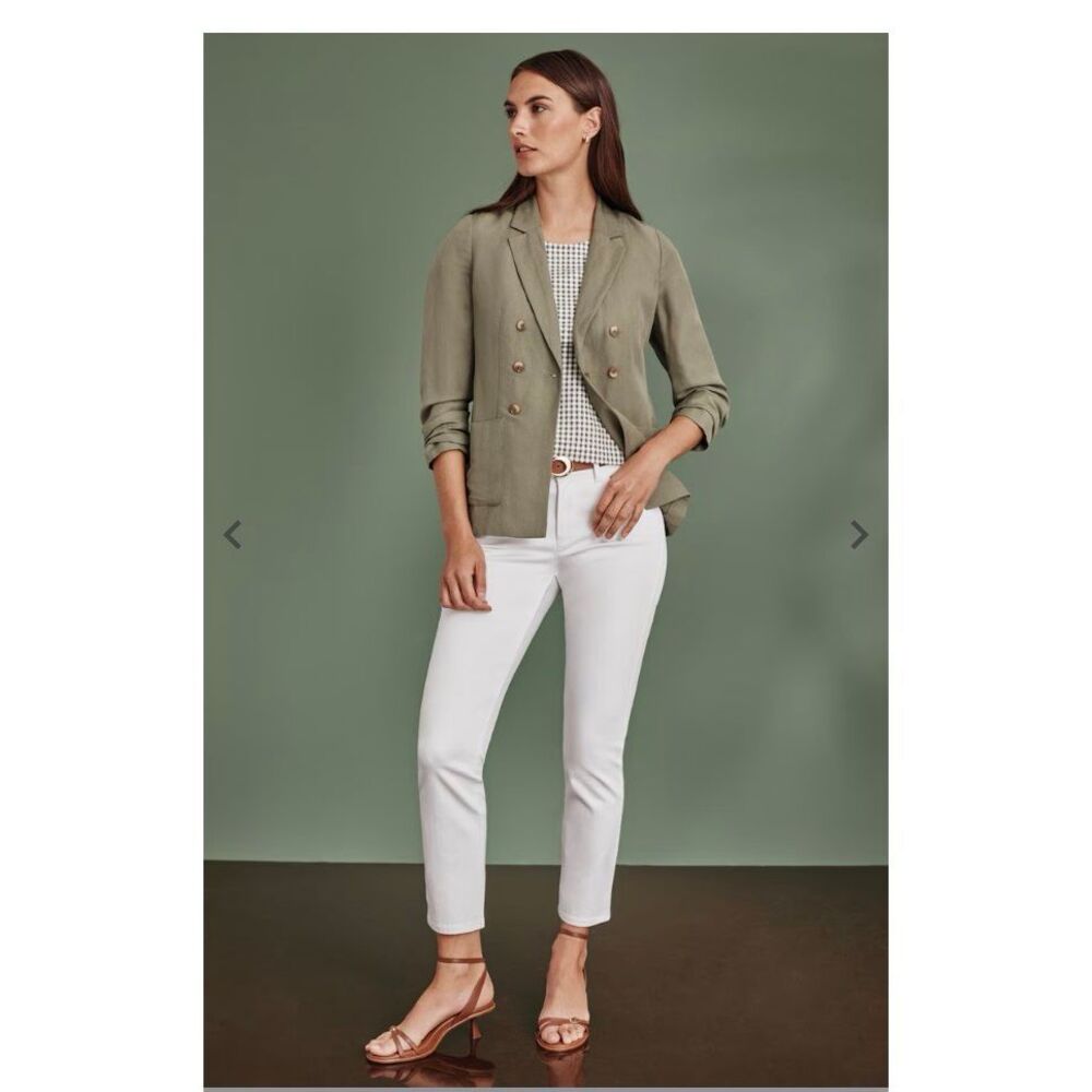 J. Jill Ankle White Low Rise Straight Leg Jeans Stretch Size 6 #500